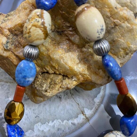 Carolyn Pollack Southwestern Style Sterling Earth Tone Multi Gemstone Necklace - Picture 6 of 10